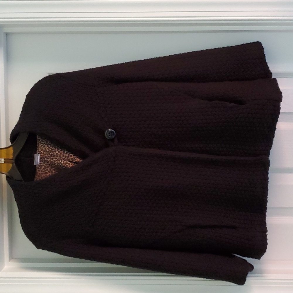 Ann Taylor black 3/4 sleeve merino wool cardigan